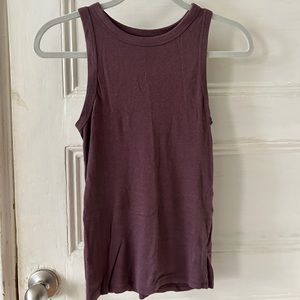 Purple ribbed high neck tank